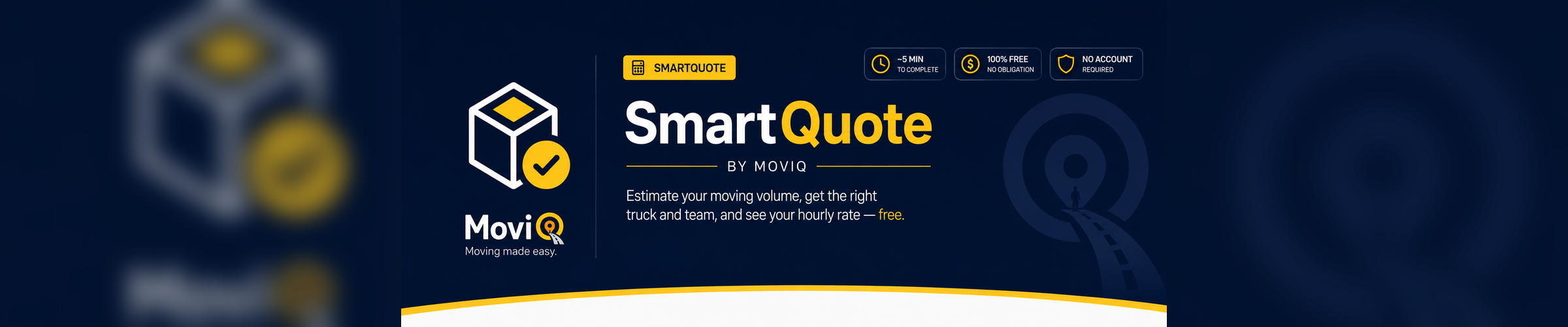SmartQuote by Moviq — estimate your moving volume, get the right truck and team, and see your hourly rate free